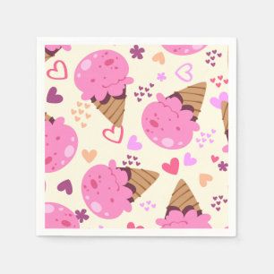 Retro Aesthetic Strawberry Ice Cream Napkins