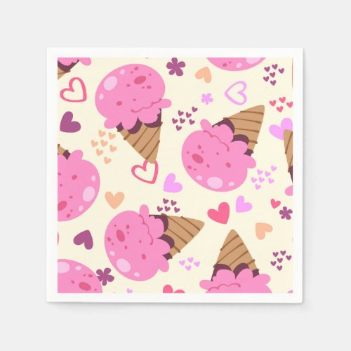 Retro Aesthetic Strawberry Ice Cream  Napkins