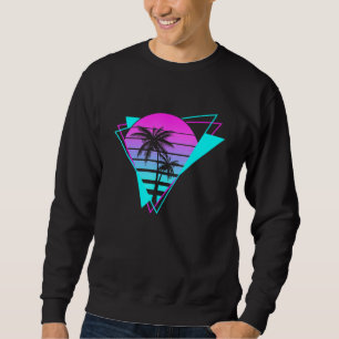 Retro Aesthetic Vaporwave Eighties Geometric Palm Sweatshirt