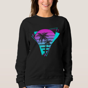 Retro Aesthetic Vaporwave Eighties Geometric Palm  Sweatshirt