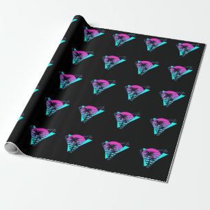 Retro Aesthetic Vaporwave Geometric Palm Trees Wrapping Paper