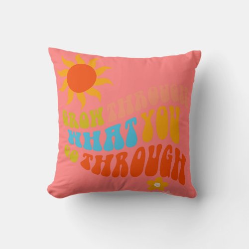 Retro Aesthetic Word Art for Girls Tweens Teens  Throw Pillow