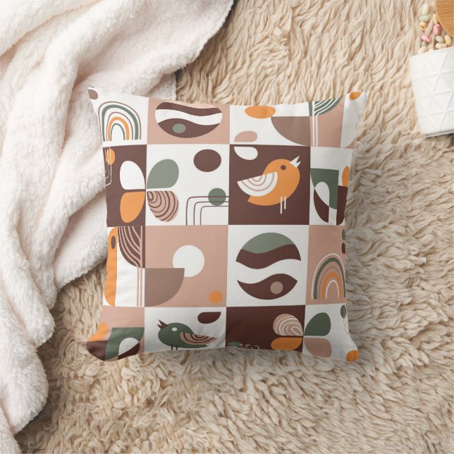 Retro aesthetics geometric pattern abstract throw pillow (Blanket)