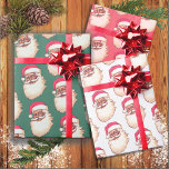 Retro African American Black Santa face Christmas Wrapping Paper Sheets<br><div class="desc">Retro old fashioned African American Black Santa face Christmas wrapping paper. This has a coral red, green and white color and you can change the background color to any color you'd like. To make more changes go to Personalize this template. On the bottom you’ll see “Want to customize this design...</div>