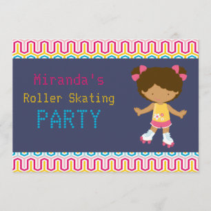 Retro African American Roller Skating Party Invitation