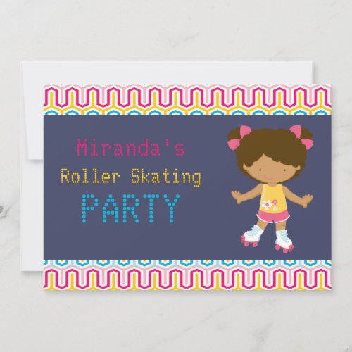 Retro African American Roller Skating Party Invitation