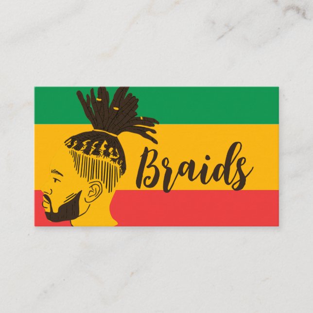 Retro African Flag African Braiding Braids  Business Card (Front)