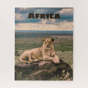 Retro African Lion Scenic Jigsaw Puzzle