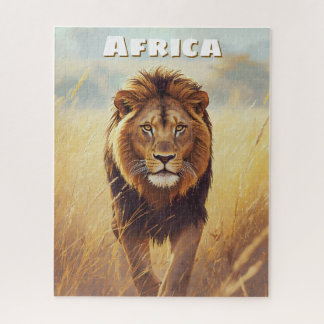 Retro African Lion Scenic Jigsaw Puzzle