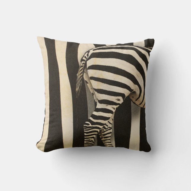 Retro African Mountain Zebra Throw Cushion (Front)