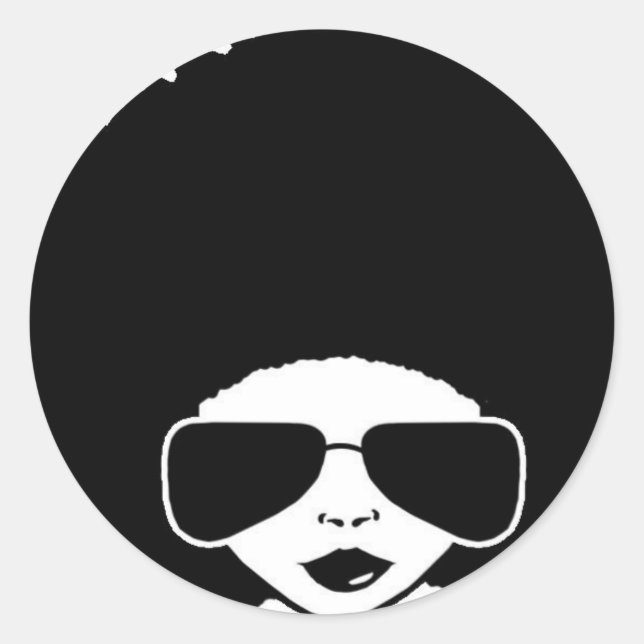 retro Afro girl Classic Round Sticker (Front)