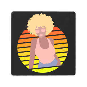 RETRO AFRO QUEEN - AFRO AMERICAN QUEEN METAL PRINT