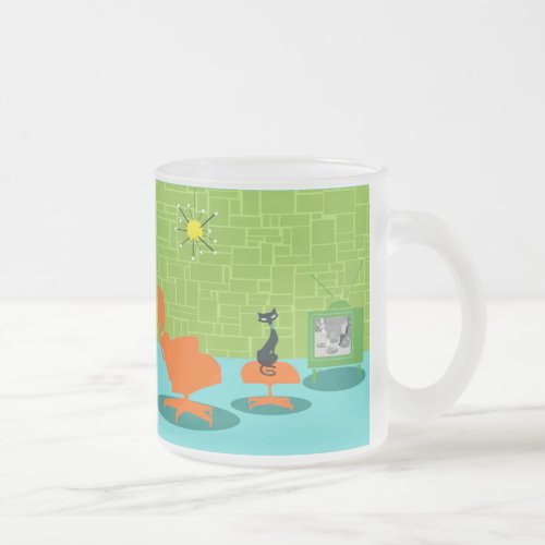 Retro Age Kitty Frosted Glass Mug