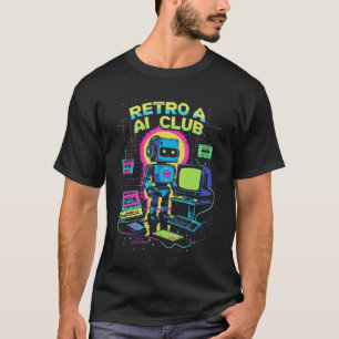 Retro AI Club – 90s Robot Pixel Art T-Shirt