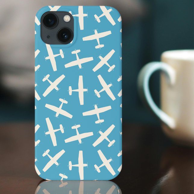 Retro Aircraft Plain Pattern Blue Case-Mate iPhone Case (Creator Uploaded)