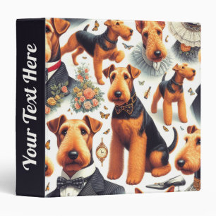 Retro Airedale Terrier Seamless 3 Ring Binder