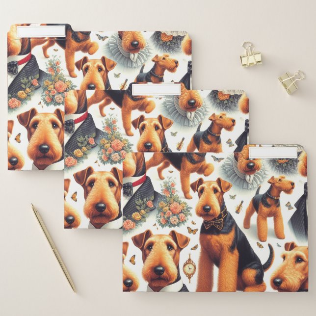 Retro Airedale Terrier Seamless File Folder (Set)