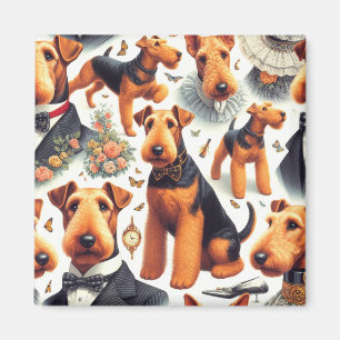 Retro Airedale Terrier Seamless Magnet