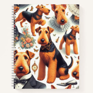 Retro Airedale Terrier Seamless Notebook