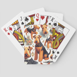 Retro Airedale Terrier Seamless Poker Cards
