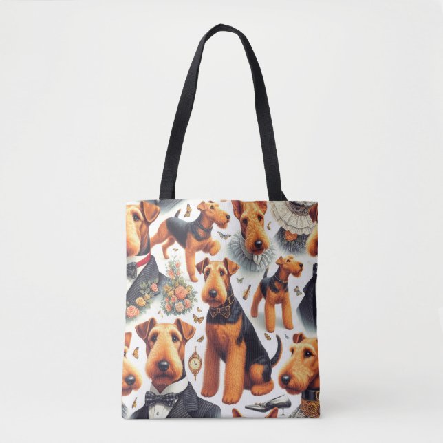 Retro Airedale Terrier Seamless Tote Bag (Front)