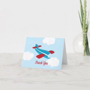 Retro Airplane Aviator Baby Shower Thank You Card