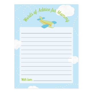 Retro Airplane Baby Shower Advice Postcard