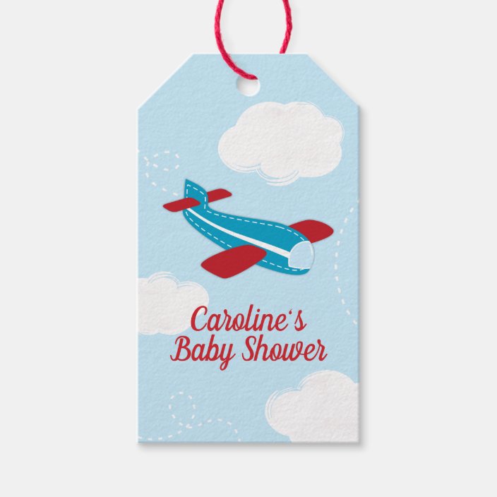 Retro Airplane Baby Shower Gift Tags Zazzle Com