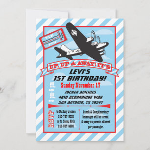 Retro Airplane Birthday Party Invitations
