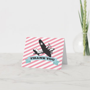 Retro Airplane Birthday Party Thank You Note Cards
