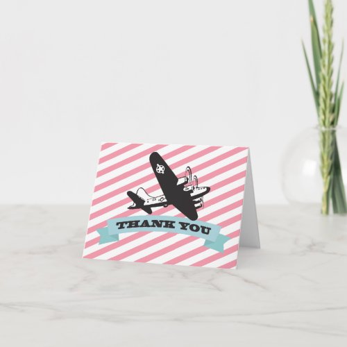 Retro Airplane Birthday Party Thank You Note Cards