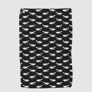 Retro Airplane Design Antique Plane Art Aviation Golf Towel