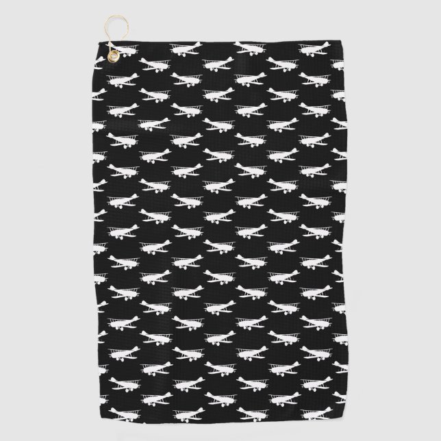 Retro Airplane Design Antique Plane Art Aviation Golf Towel (Front)