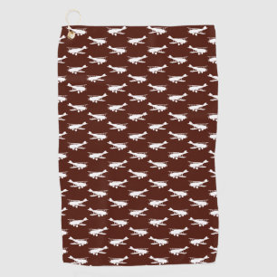 Retro Airplane Design Antique Plane Art Aviation Golf Towel