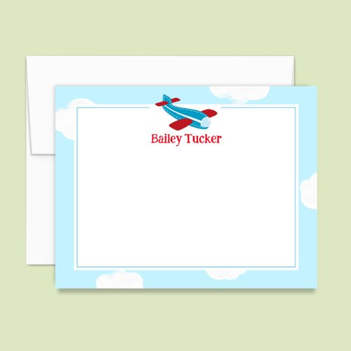 Retro Airplane Little Aviator Boy Stationery Note Card