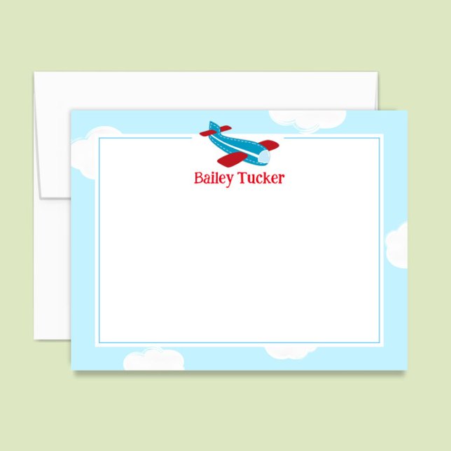Retro Airplane Little Aviator Boy Stationery Note Card (Creator Uploaded)