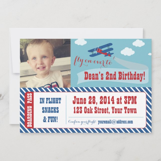 Retro Airplane Party Invitations (Front)