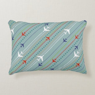 Retro Airplane Pattern Accent Pillow