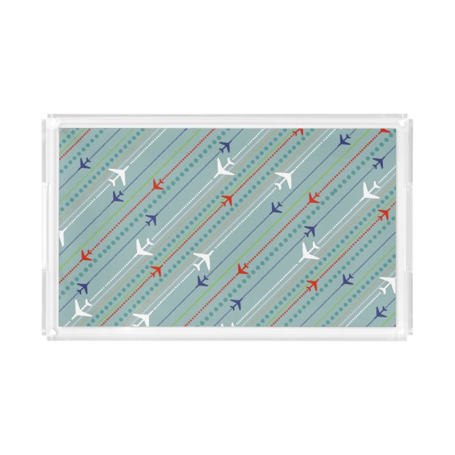 Retro Airplane Pattern Acrylic Tray (Front)