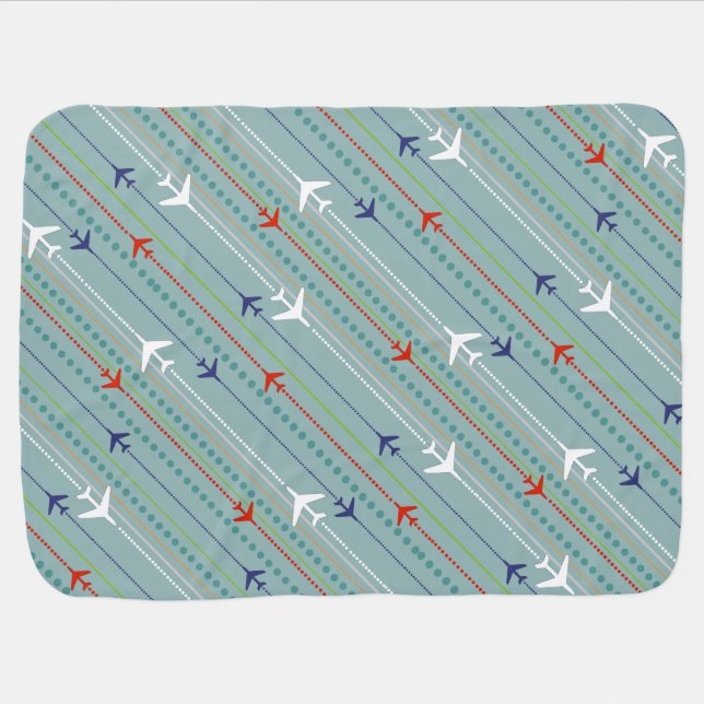 Retro Airplane Pattern Baby Blanket (Horizontal)