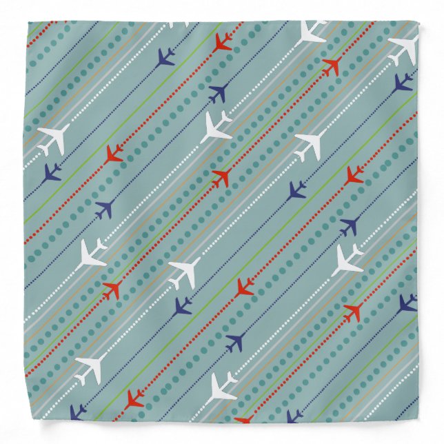Retro Airplane Pattern Bandana (Front)
