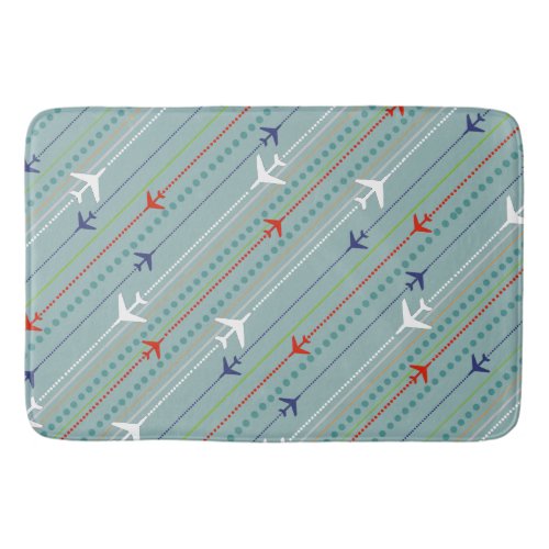 Retro Airplane Pattern Bath Mat