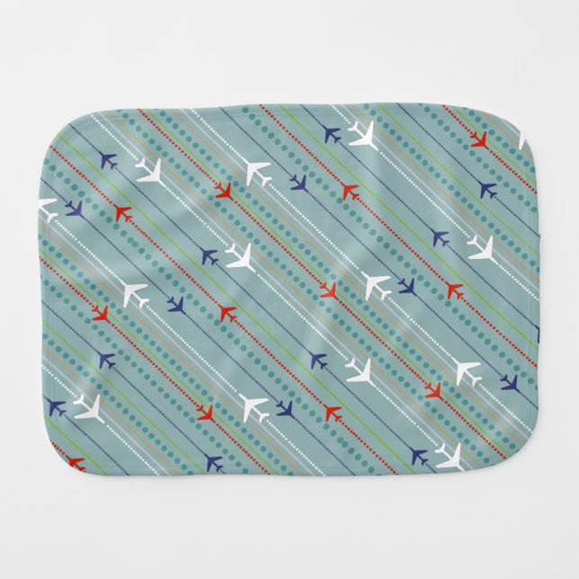 Retro Airplane Pattern Burp Cloth (Front Horizontal)