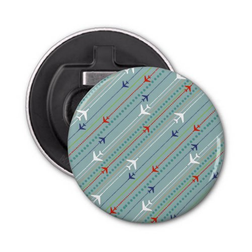 Retro Airplane Pattern Button Bottle Opener