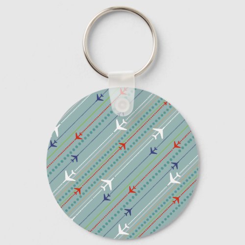 Retro Airplane Pattern Button Keychain