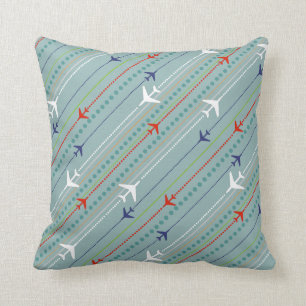 Retro Airplane Pattern Button Throw Pillow