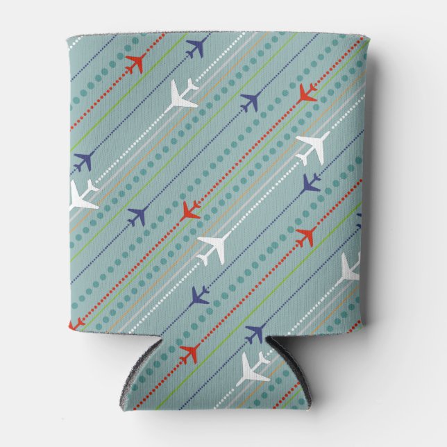 Retro Airplane Pattern Can Cooler (Front)
