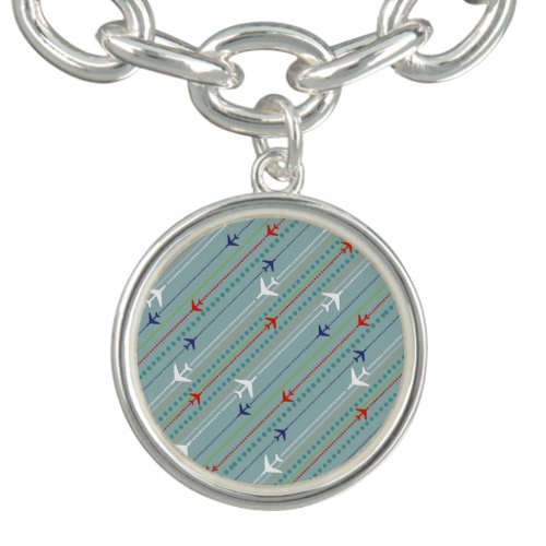 Retro Airplane Pattern Charm Bracelet