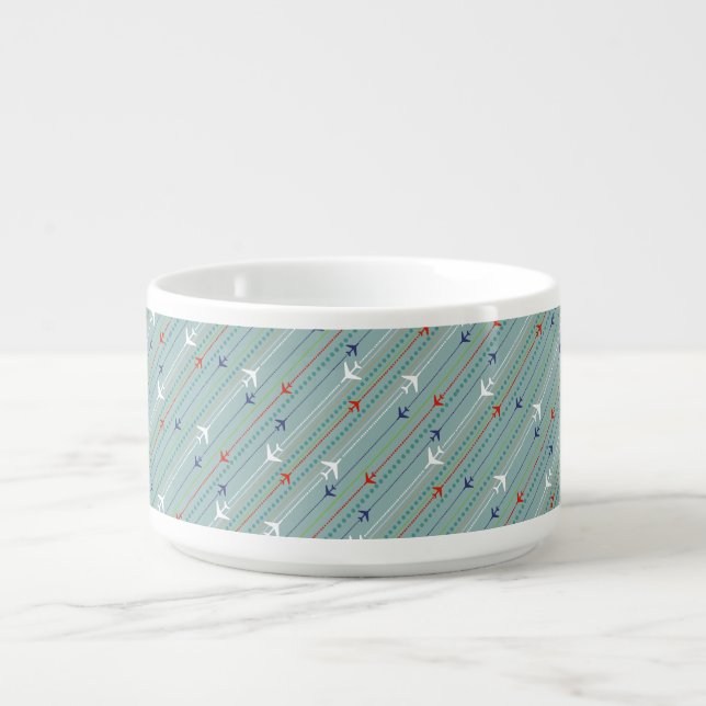 Retro Airplane Pattern Chili Bowl (Center)