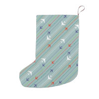 Vintage Toy Airplane Blue Plaid Customizable Christmas Stocking 